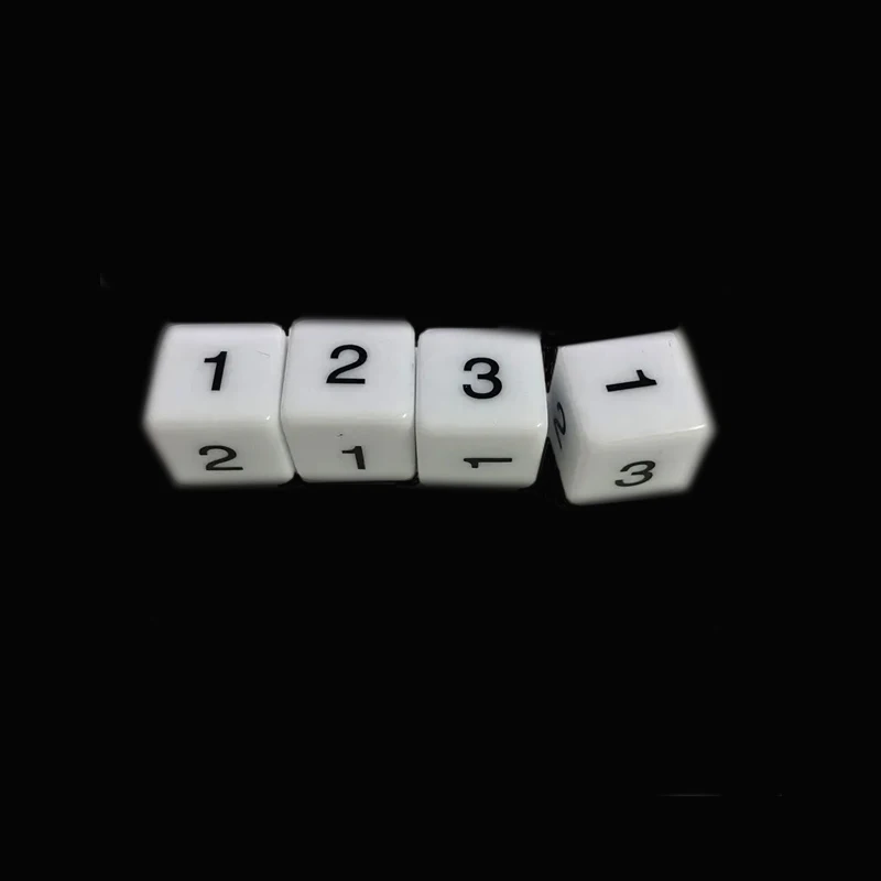 4 pieces Number 1 2 3 1 2 3 D6 round right angle Acrylic White Dice 6-sides 16mm Dices For Board game Dice accessories