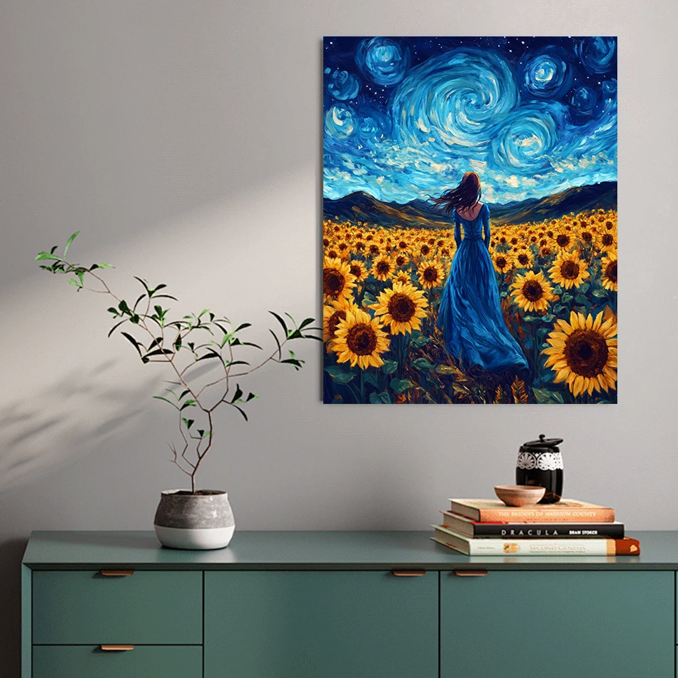 RUOPOTY Painting By Number Adults New Girl Back view Framed Painting For Wall Diy Crafts Supplies Drawing Living Room Decoration