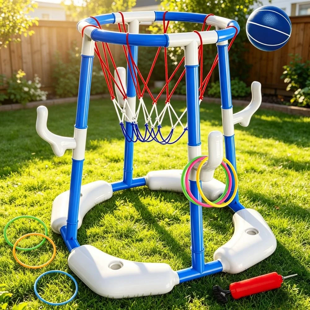 New Floating Water Basketball Stand Toy Outdoor Swimming Pool Basketball Hoop Interactive Water Play Game for Pool Beach