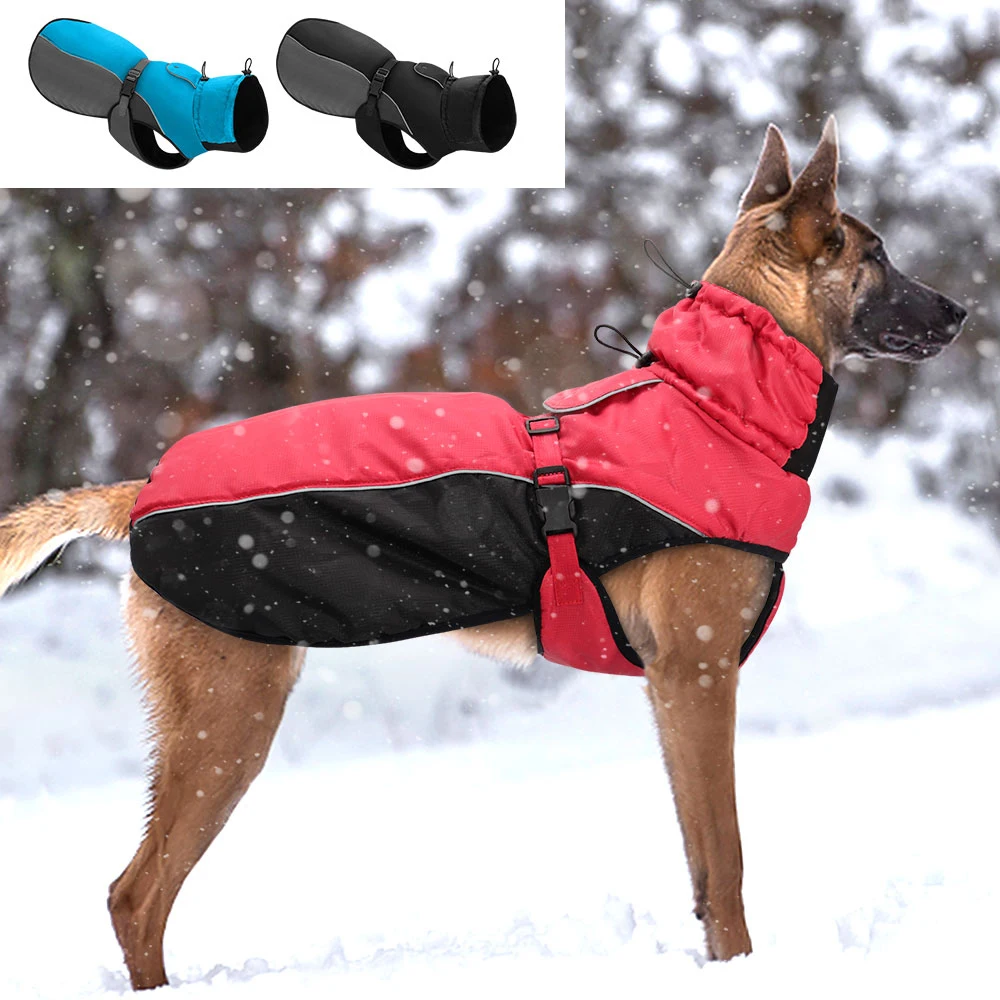 

Waterproof Dog Winter Jacket Reflective Windproof Big Dog Clothes Soft Dog Coat Jackets Adjustable for Medium Large Dogs Pitbull