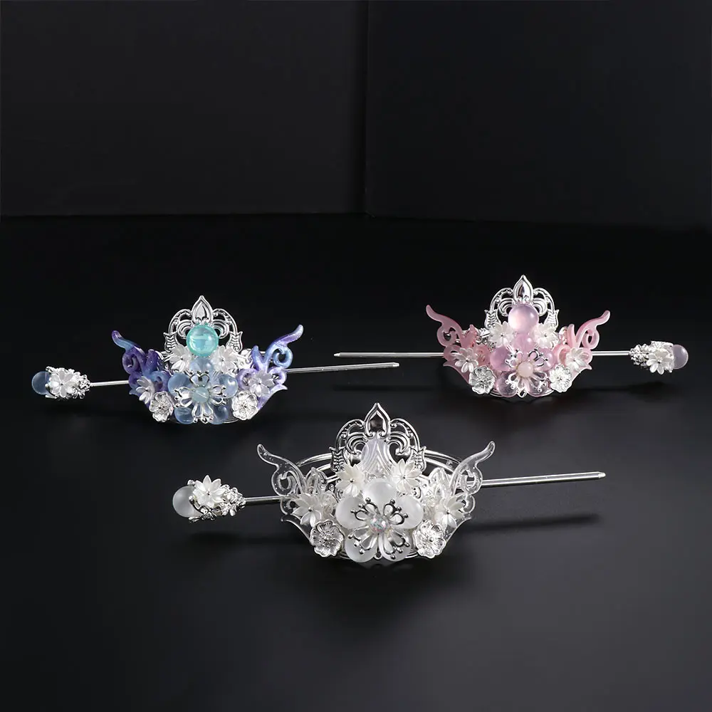 1Pc Vintage Floral Hair Stick Women Men Circel Hairpin Chinese Style Hair Fork Fashion Headwear Couple Hair Accessories