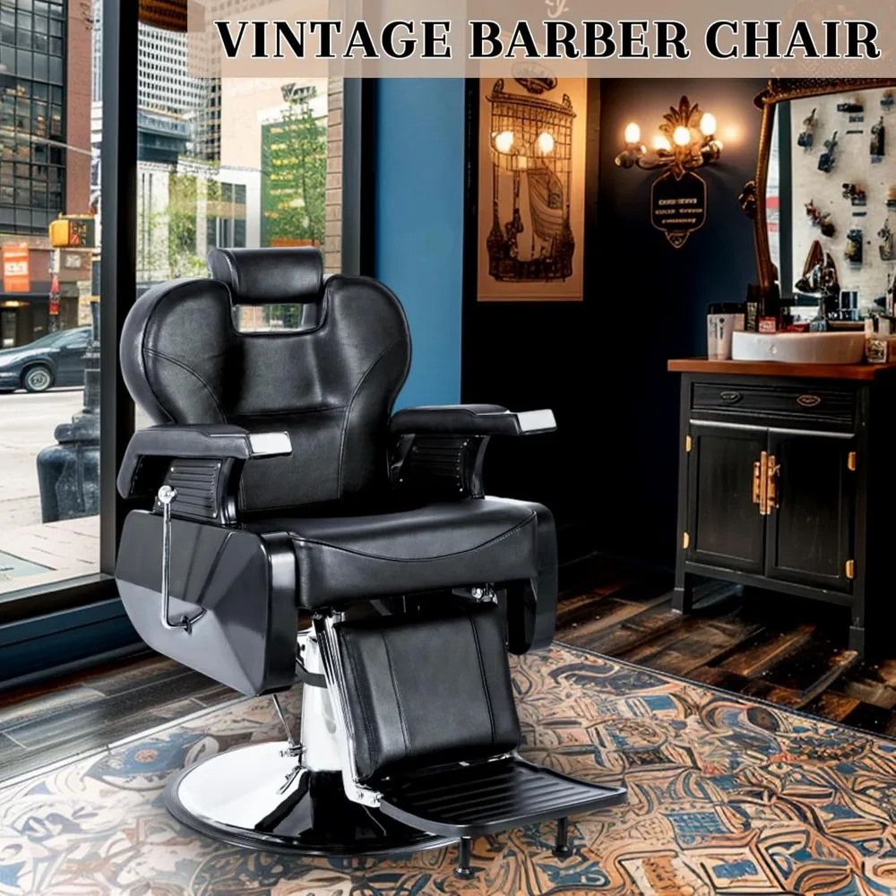 Barber Chair, Hydraulic Recline Hair Chair for Barbershop, All Purpose Styling Chair for Beauty Shampoo Tattoo Pedicure