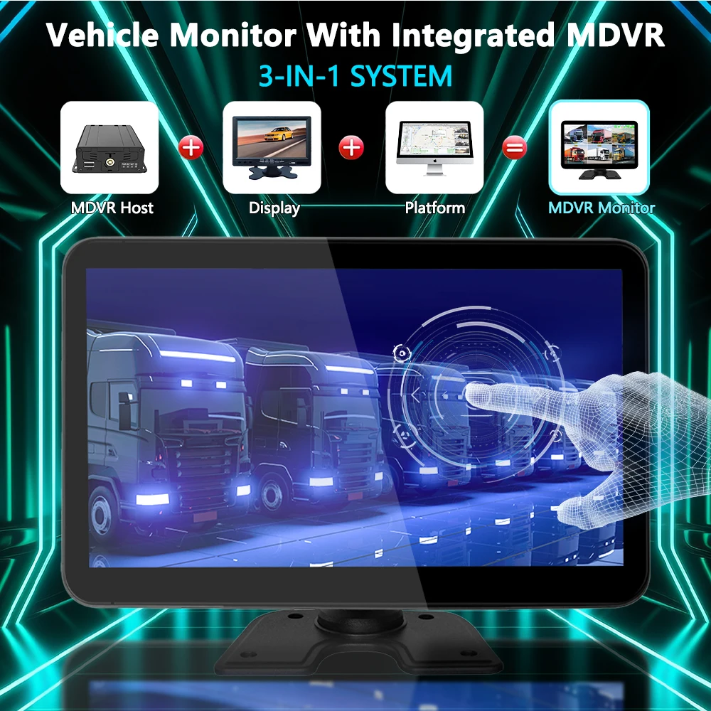 6CH Bus Truck All-In-One Mobile DVR Monitor BSD Alarm 4G GPS WiFi Vehicle Remote Monitoring 10.1 Inch Touch Screen SSD MDVR