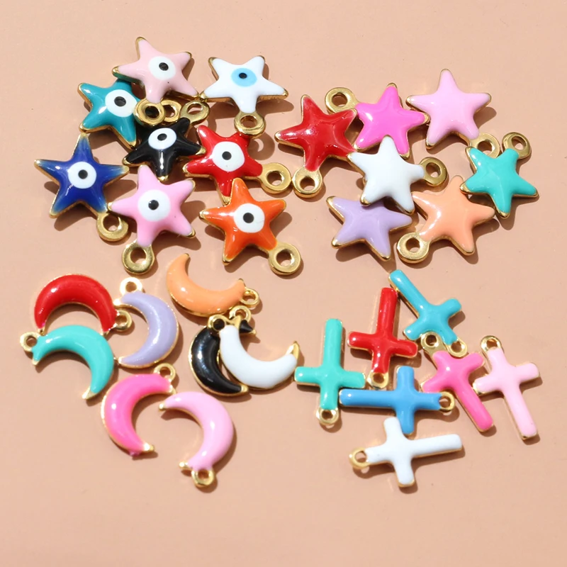 

20 шт. Из нержавеющей стали эмалевый крест сердце маленькие подвески кулон DIY аксессуары для изготовления ювелирных изделий фурнитура для браслета серьги