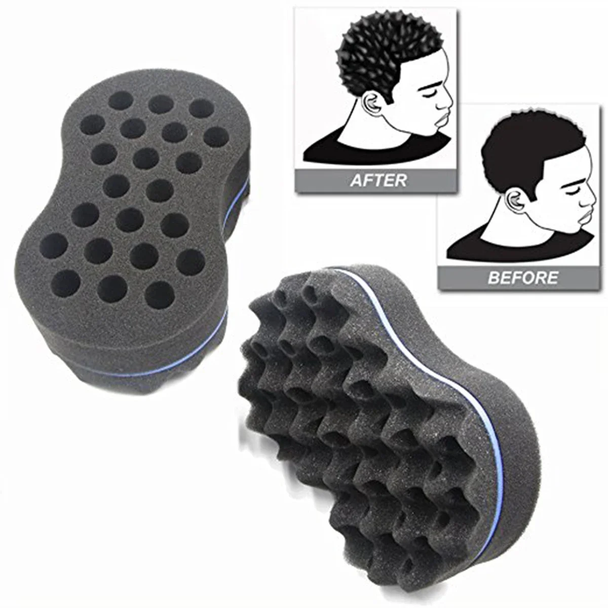 2PC Curly Hair Styling Sponge Brush Double Sided  Sponge Brushes Multi-holes Side Braid Twist Hair Curl Wave hair brush