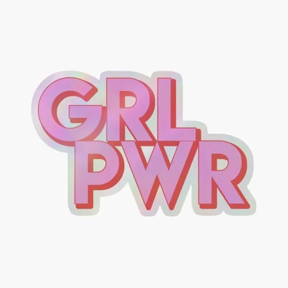 

GRL PWR Holographic Sticker for Laptop Decor Bedroom Car Cute Cartoon Art Fashionable Public Suitcase