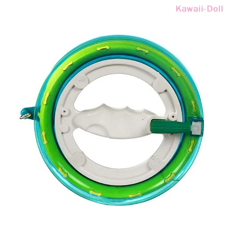 [DO]1Pcs Round Blue Kite Reel Winder Fire Wheel String Flying Handle Tool String Line 200/300/400M Outdoor For Fying Kites[DO]