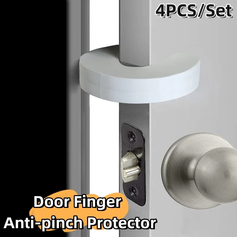 4PCS/Set Door Stopper Doorknob Wall Protection Children Door Stopper Holder Shockproof Door Crash Pad Children Finger Protecter