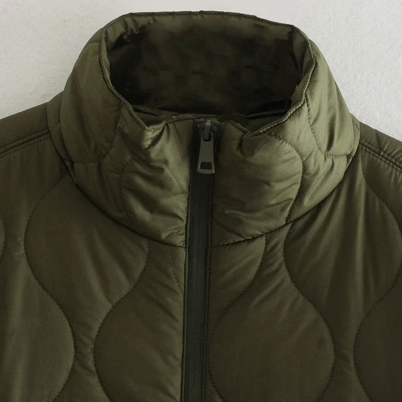 معطف كيب شال مبطن بالقطن للنساء مع ياقة واقفة من Argyle وسحاب سميك ملابس خارجية شتوية دافئة وأكمام تشبه جناح الخفّاش #4