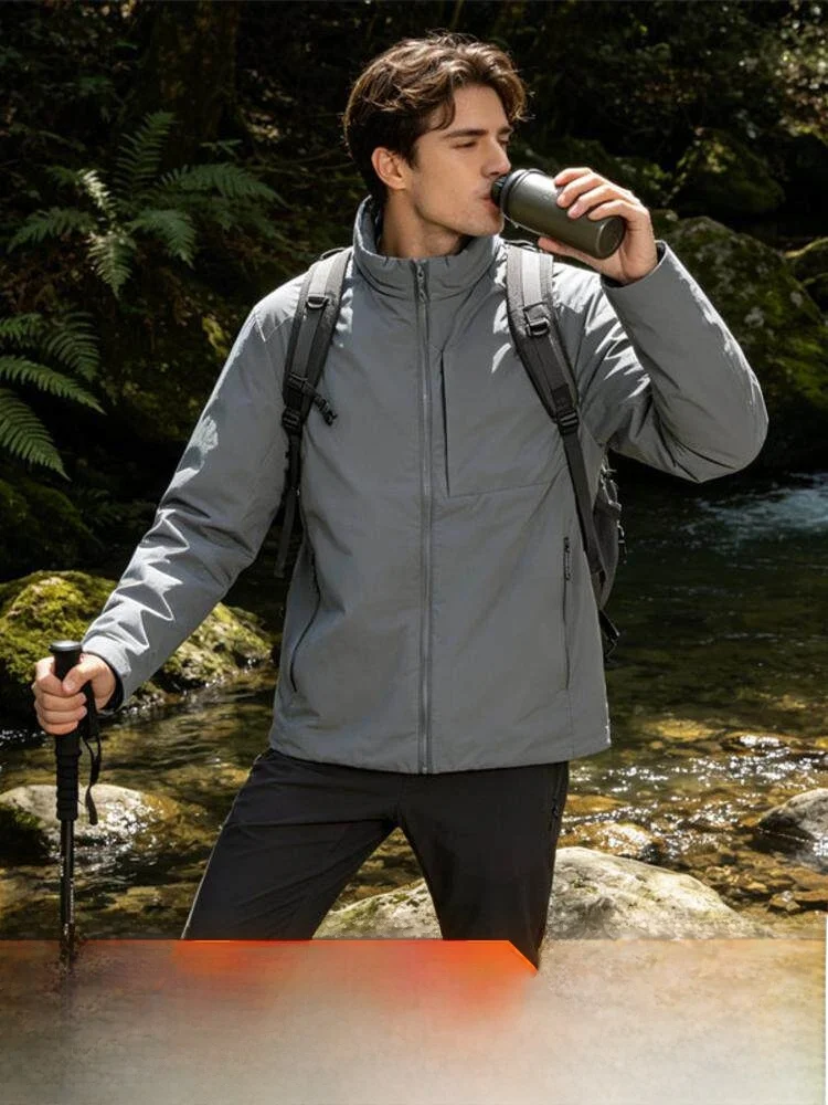 Tech Cotton Outdoor Climbing Men's Jacket Warm Stand Collar Thickened Autumn Winter Cotton Padded Coat Casual Style Standard Fit