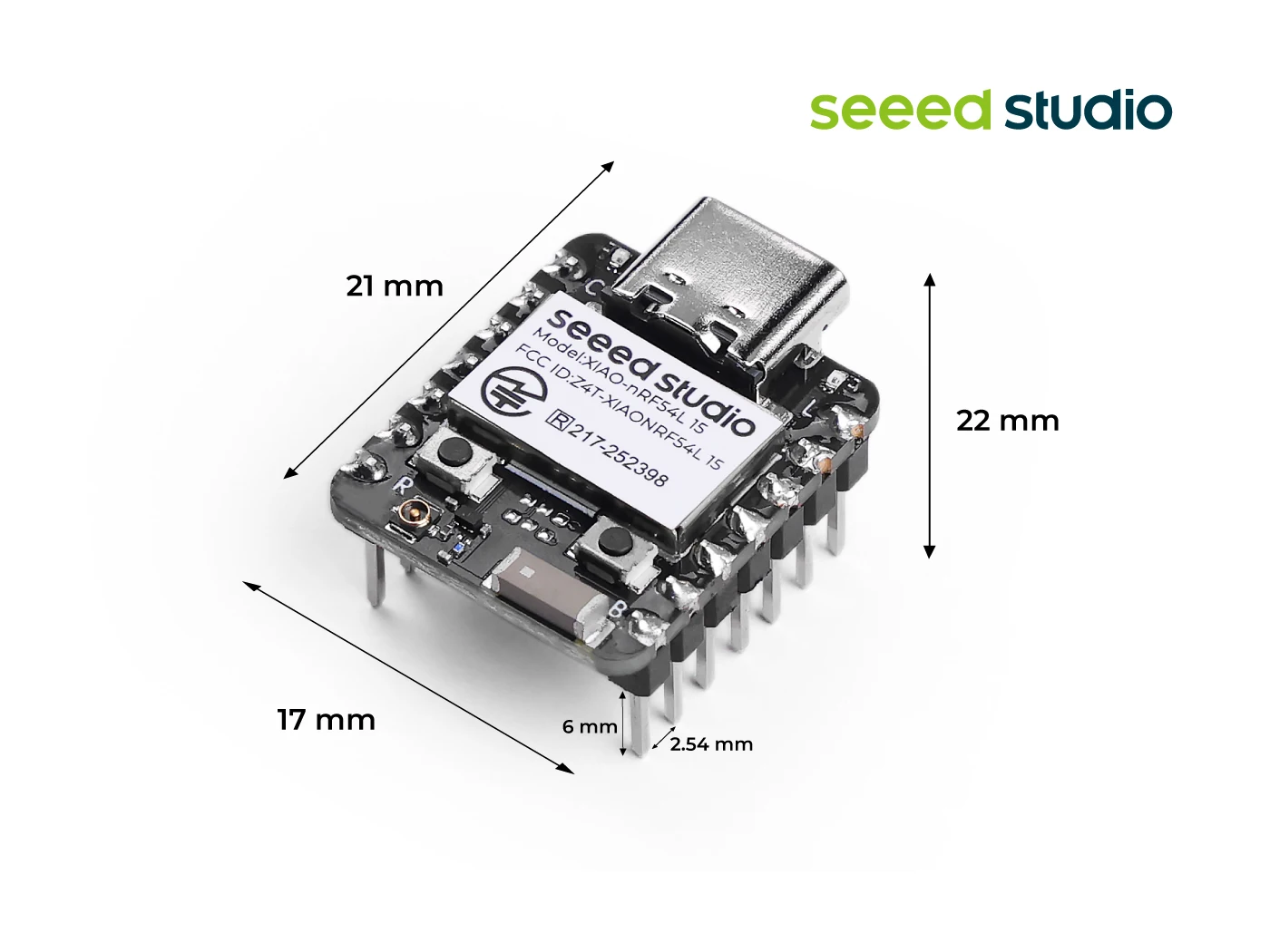 Seeed Studio XIAO nRF54L15 لوحة تطوير ملحومة مسبقًا BLE6 Zigbee Thread، 1.5 ميجابايت NVM، 128 ميجا هرتز MCU + RISC-V