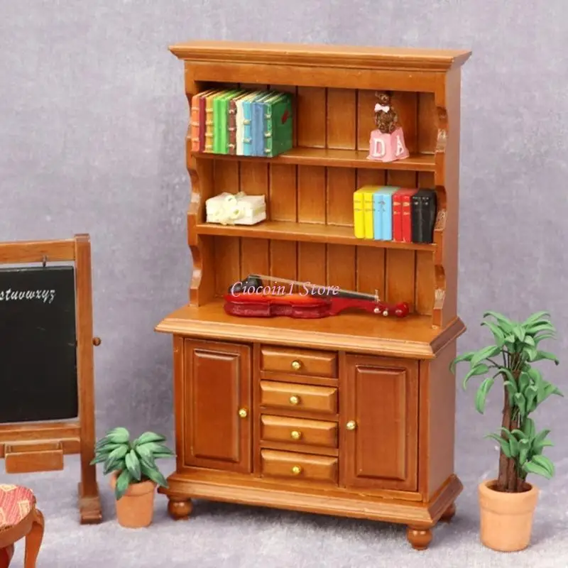 

Y1UB 1 12 Масштабный прочный деревянный книжный шкаф для кукольных домиков, миниатюрная мебель, игрушка