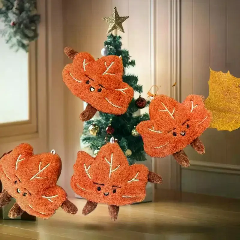 Adorable Cartoon Maple Leaf Plush Keychain Stuffed Doll Soft Toy Gift - Car Key Ring Bag Charm Backpack Decor