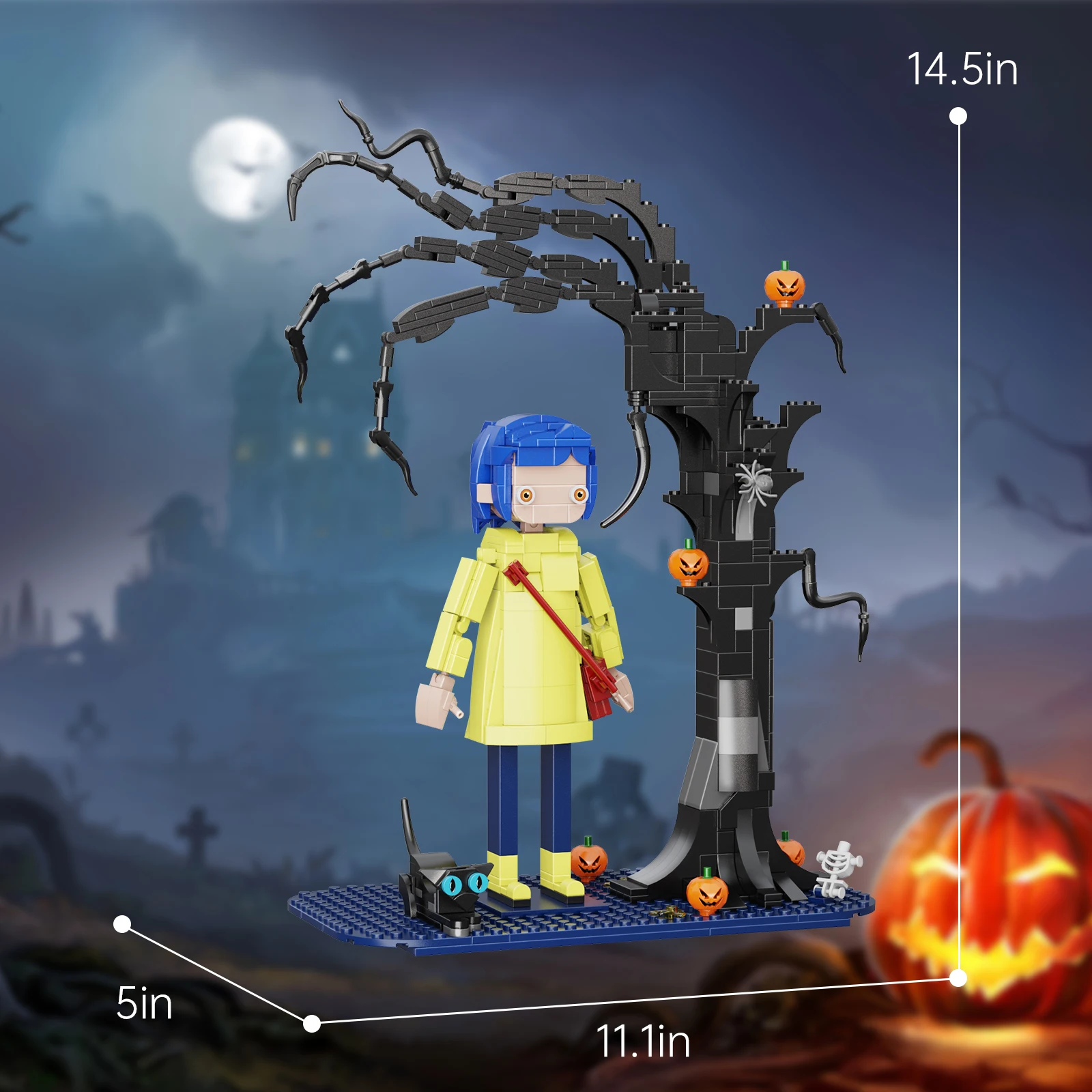 Moc NEW Coralines Jones and The Cat Building Block Set Thrilling Dark Animated Characters Model Toys Halloween Gifts