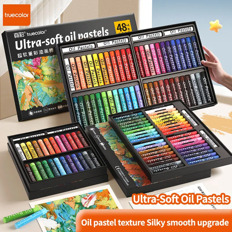 Pasteles al Óleo de Cuerpo Pesado Truecolor, Crayones Súper Suaves, Colores Clásicos, No Manchan, Suministros para Dibujo y Pintura Artística