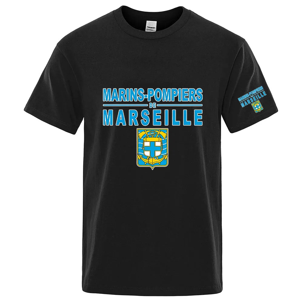 Marins Pompiers Marseille Naval Fire Battalion Men's Casual Joker Classic Comfortable Short Sleeve Simple Fashion T-shirt