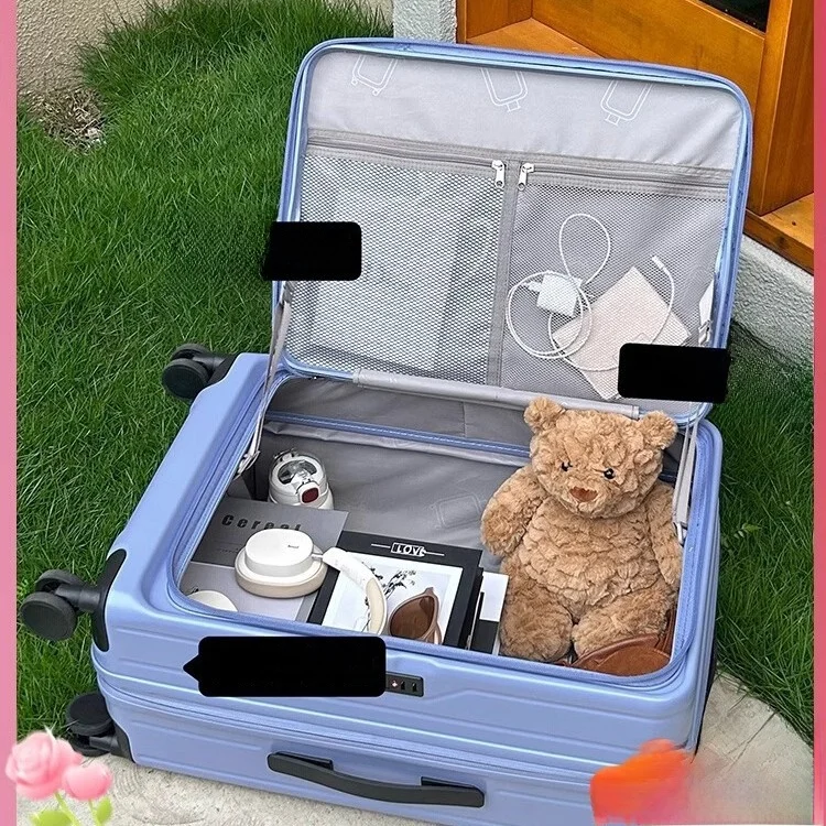 valise-de-cabine-grande-capacite-a-ouverture-laterale-avec-roulettes-pivotantes-a-360°-°-boitier-verrouillable-en-abs-pc-avec-compartiments-internes