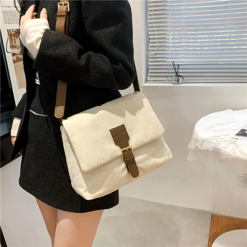 

Fashion New Retro Large Capacity Corduroy Women's Single Shoulder Crossbody Bag Simple Casual Versatile Commuter Storage Bags