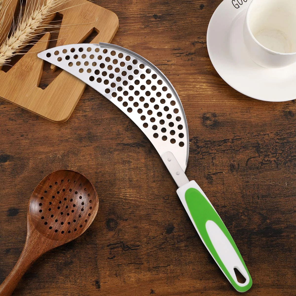 

1pc Creative Strainer Filter Separator Spaghetti Colander Pot Drainer Stainless Steel Kitchen Noodle Green Practical Premium