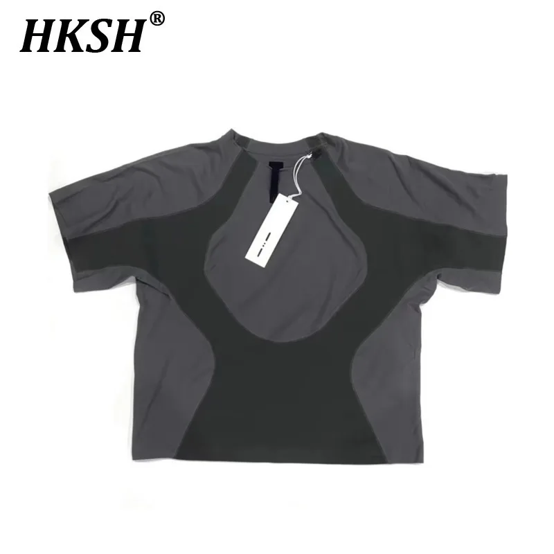 

HKSH Summer New Men Y2K Elegant Fashion High Street Niche Tops Patchwork Quick-Dry Loose Chic Casual Short Sleeve T-shirt HK6416