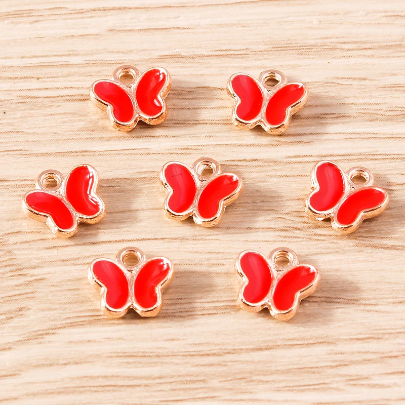 Tusember 30 Stück/Set Emaille Mini Niedliche Schmetterling-Anhänger für Ohrhänger Armband Tier-Anhänger DIY Schmuckherstellung Zubehör – Detail 8