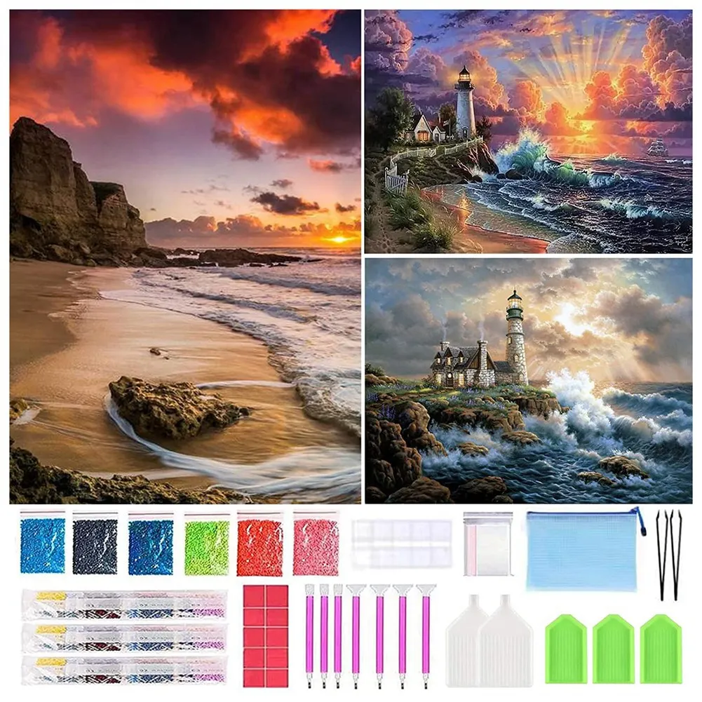

3Pack Diamond Painting Set, 5D Diamond Painting Pictures, Diamond Painting For Children And Adults, DIY Diamond Painting-[Qahk]