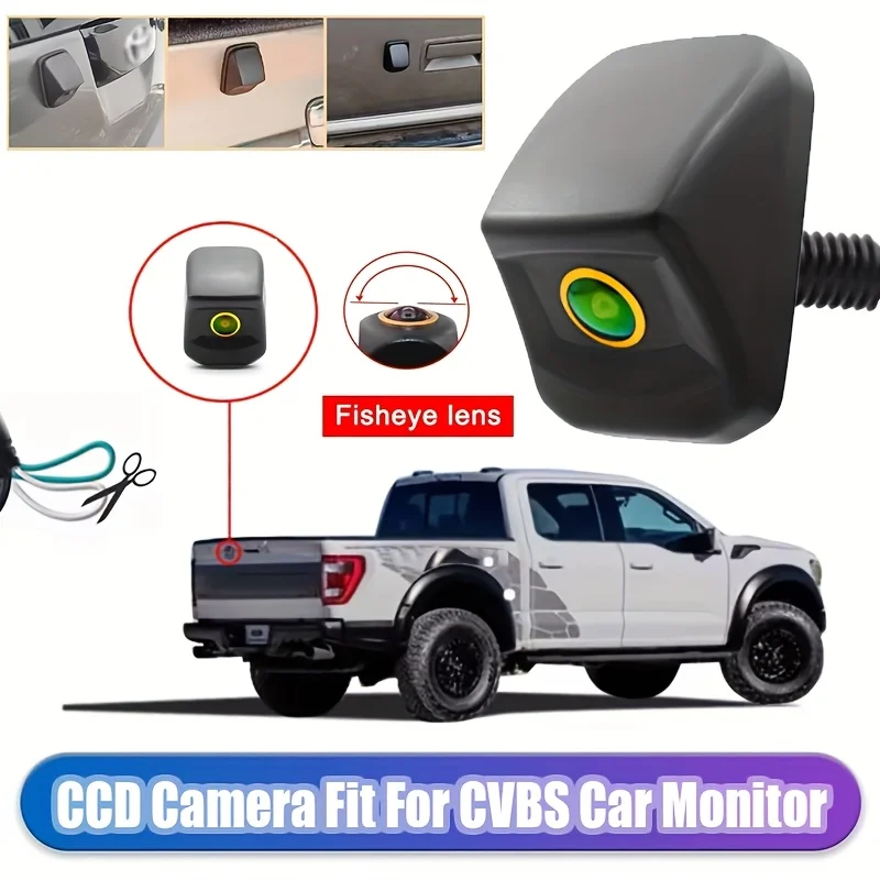 4x4 Pickup Truck Backup Camera with Fisheye Lens & Adjustable Guidelines - for Toyota Hilux, for GMC, for Ford F150 Pickup etc