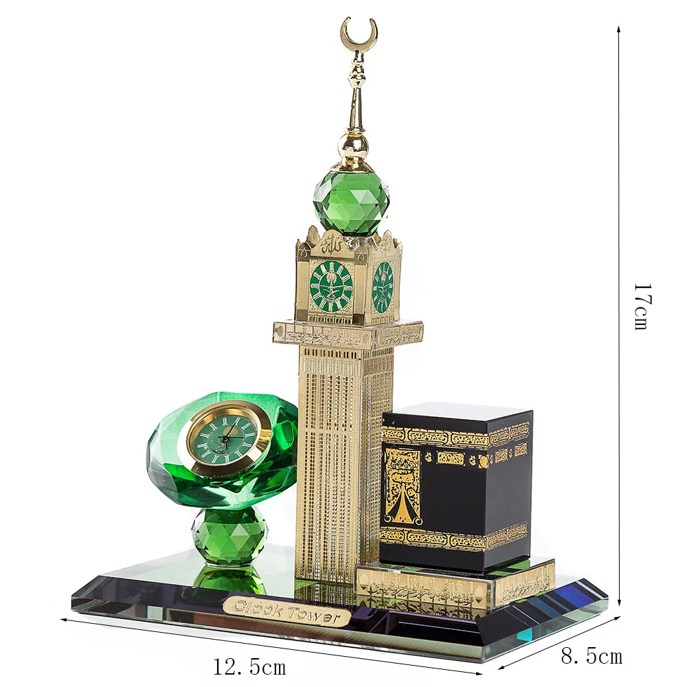 Crystal Four Sided Clock, Muslim Kaaba, Islamic Crafts Tower, Haji Arab Handicrafts, Home Decor