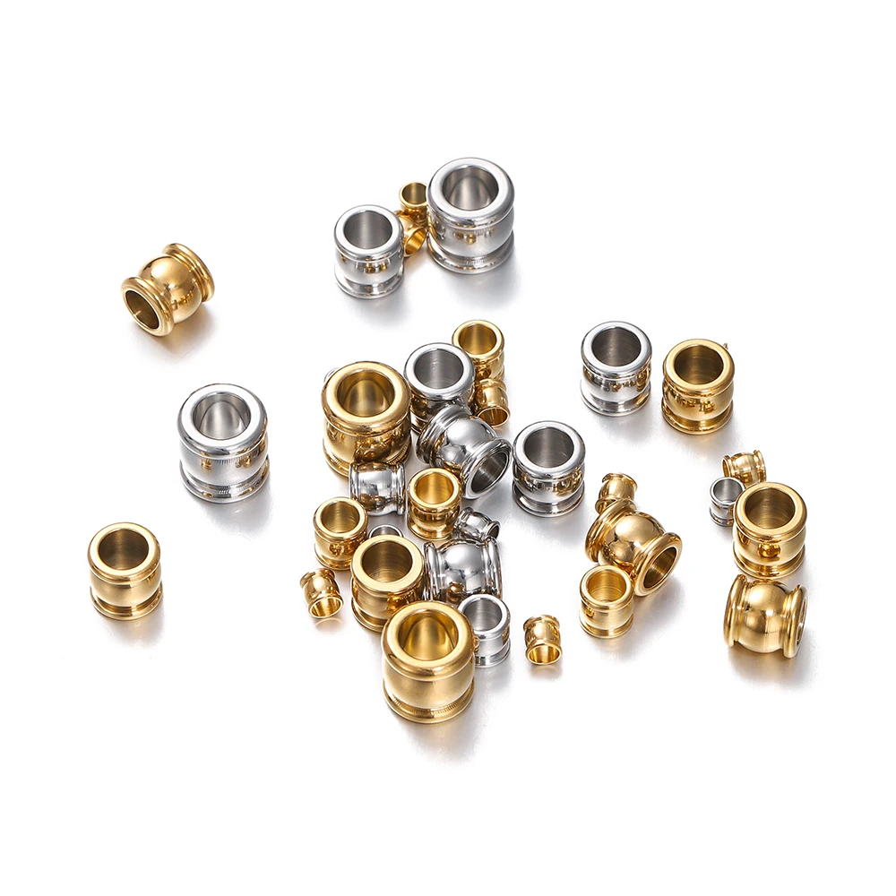10 Stück Edelstahl große Löcher Abstand halter Perlen 4-10mm Charme lose Perle für Schmuck herstellung DIY Armbänder Halskette Schmuck herstellung