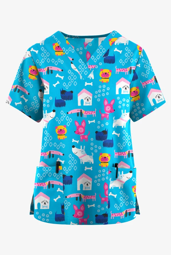 T-shirt à manches courtes pour femme, uniforme de soins de santé, infirmière clinique, soins infirmiers, chat de dessin animé, vêtements de travail pour chien, hôpital, chemisier médical