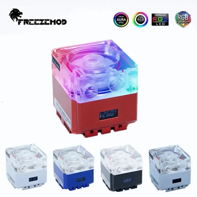 

FREEZEMOD DDC Pump PWM Intelligent Flow 800L/H VA LCD Temperature Water Tank Cooler For PC Water Cooling PU-FS6M-P