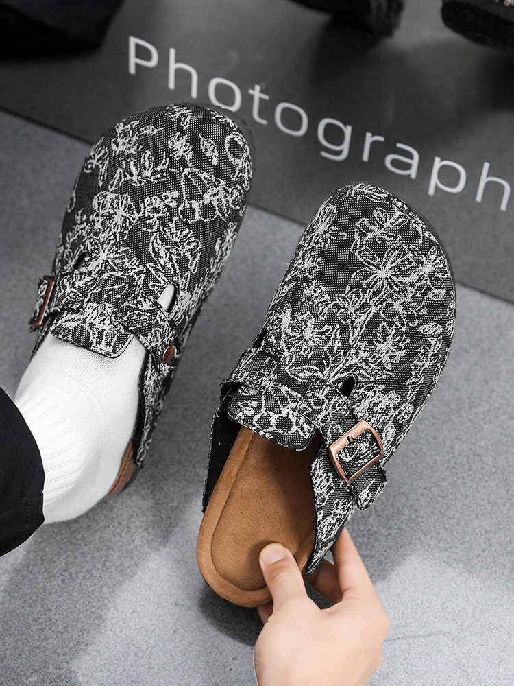 2025, vier Jahreszeiten für Männer und Frauen, Baotou-Hausschuhe, leichte Halbhausschuhe aus Kork, Paarschuhe, Retro-Slip-on-Lazy-Hausschuhe