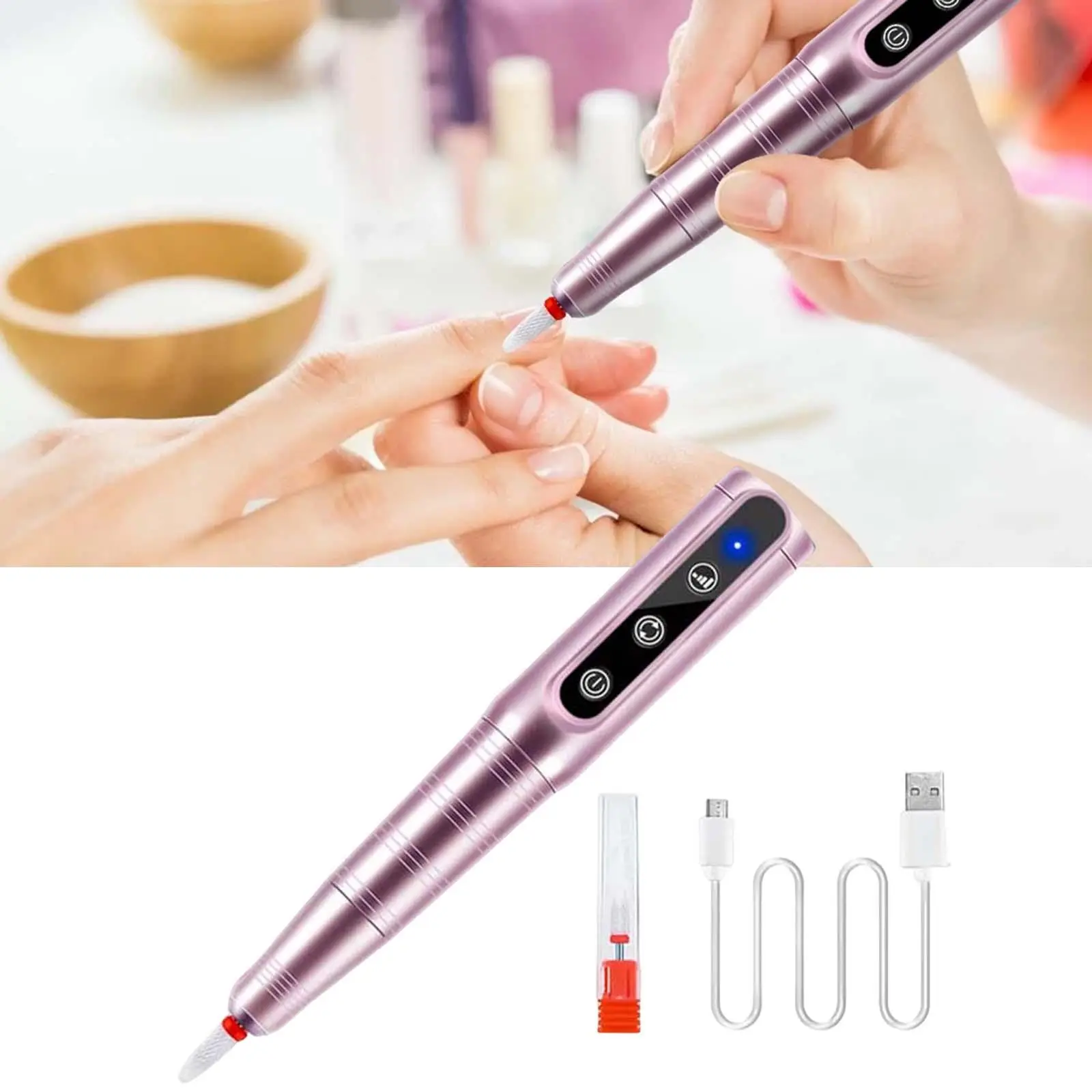 Porfessional Acrylic Nail Rechargeable 26000RPM USB Electric Nail l Machine Nails Polishing Shaping Home Salon