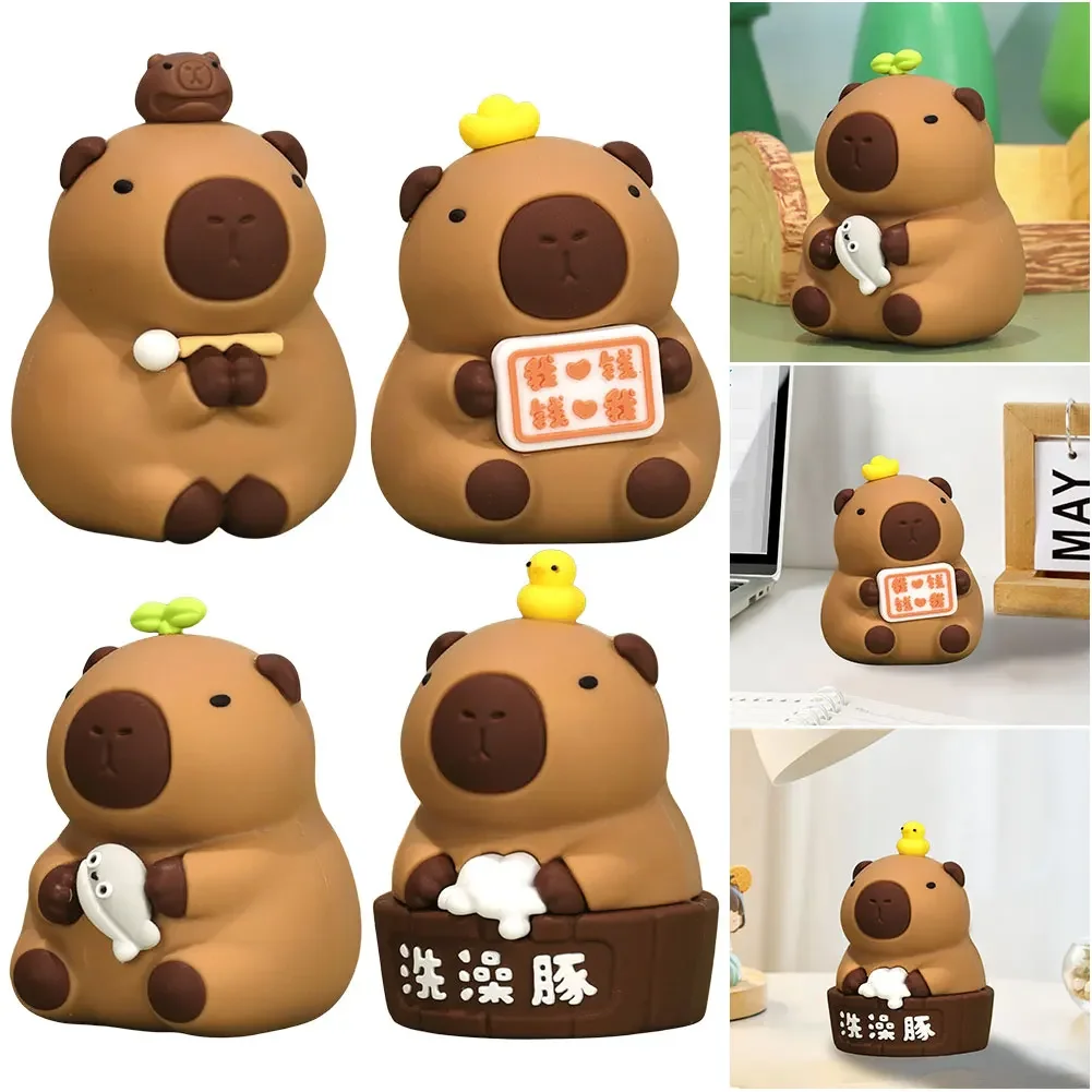 Capybara Sculpture Cute Capybara Animal Ornament Cartoon Capybara Tabletop Decoration Creative for Home Office Decor