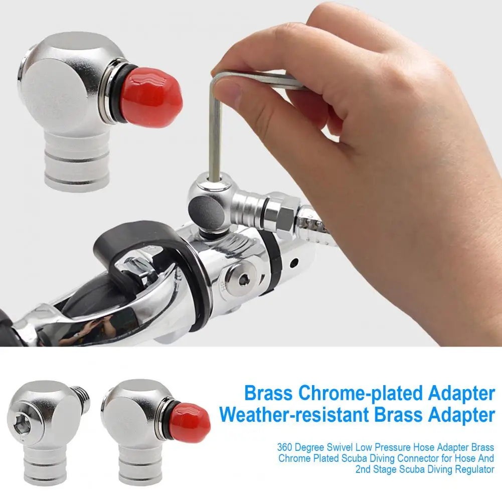 

Поворотный адаптер для шланга с вращением на 360 градусов, аксессуары для подводного плавания с низким высоким давлением, разъем регулятора, подходит для 2-го ступени с аквалангом