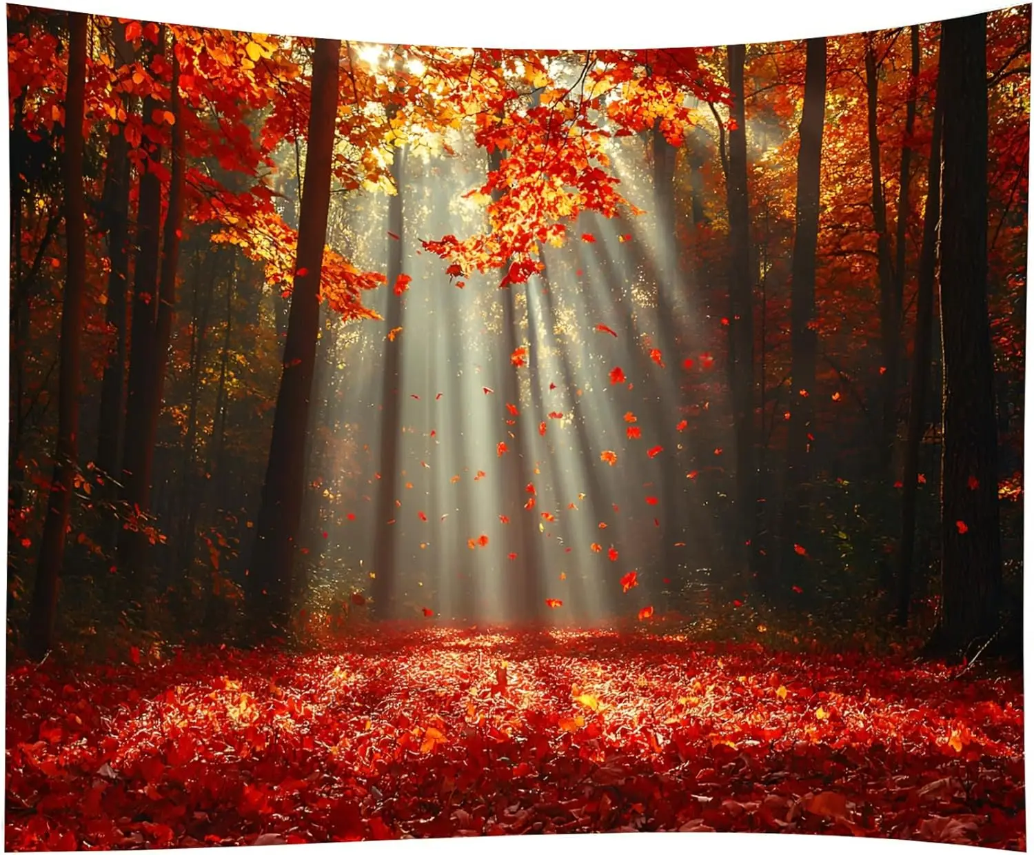 Luxurious Fall Forest Tapestry Wall Hanging Abstract Autumn Leaves Woodland Nature Decor Bohemian Style Boho Bedroom Artwork
