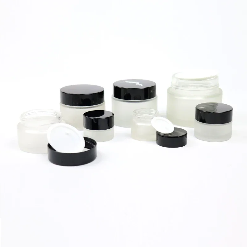 Frosted Glass Ointment Cream Jars Refillable Lip Balm Eye Shadow Sealed Storage Empty Cosmetic Container，travel skin care tools