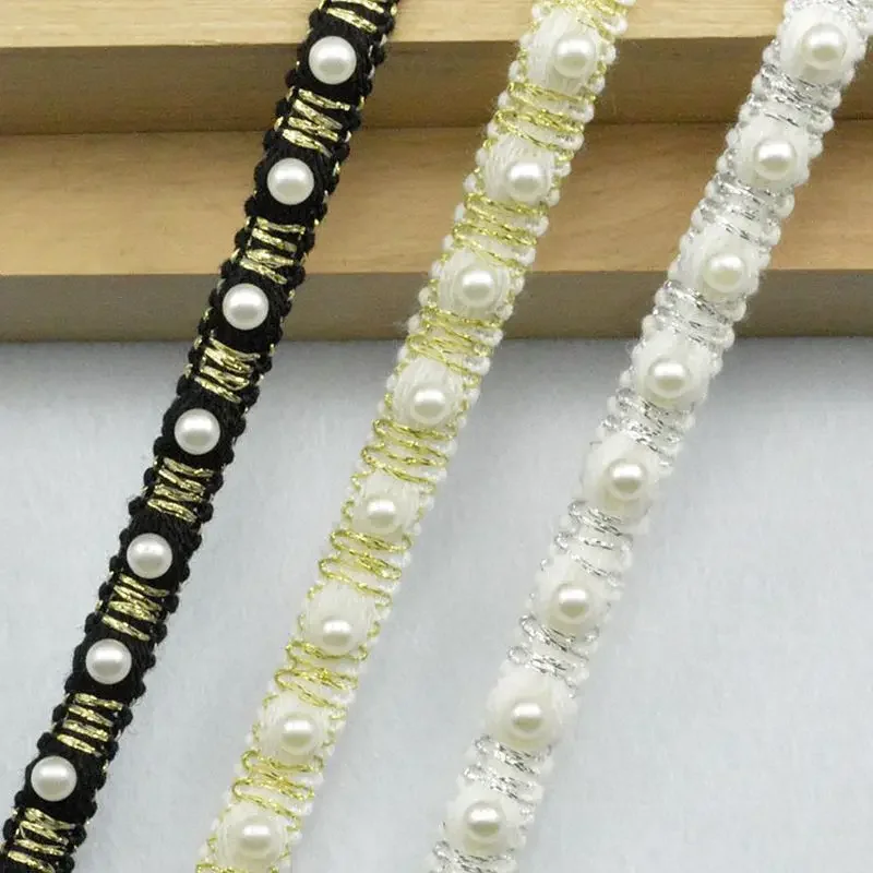 New 2Meters/78.74in Per Pack High-Quality DIY Crafts Wedding Dress Evening Gown Lace Trim Decoration Small Bamboo Knot Beaded La