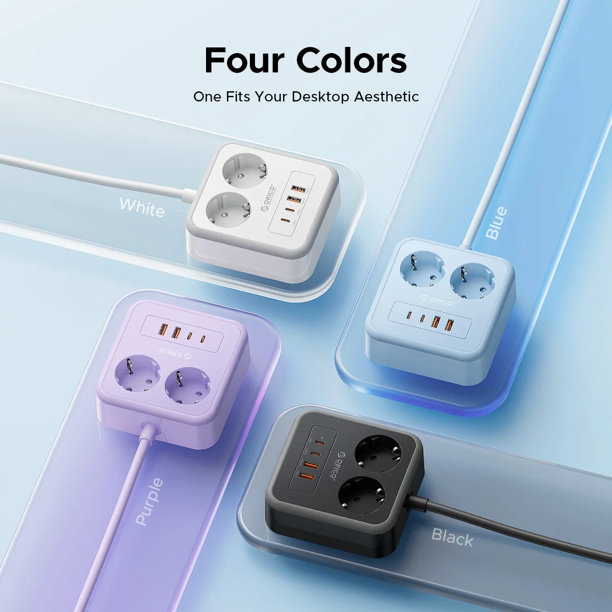 ORICO Square Plug PD20W Extension Cable Plug 2AC and 4USB ports Household Travel-EU Plug