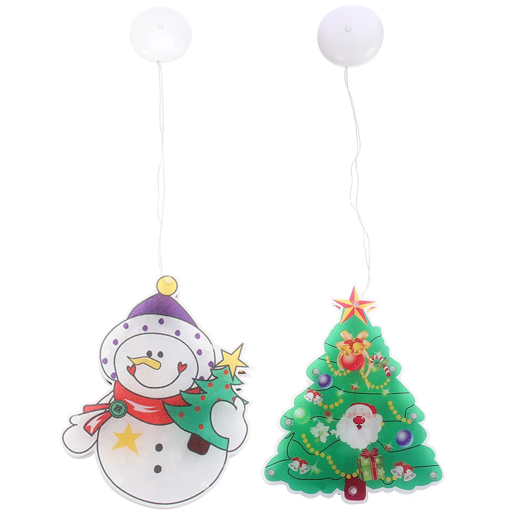 

2 Pcs Colored Lights Suction Cup Suspension Christmas Lamp Xmas Pvc Party Decorative
