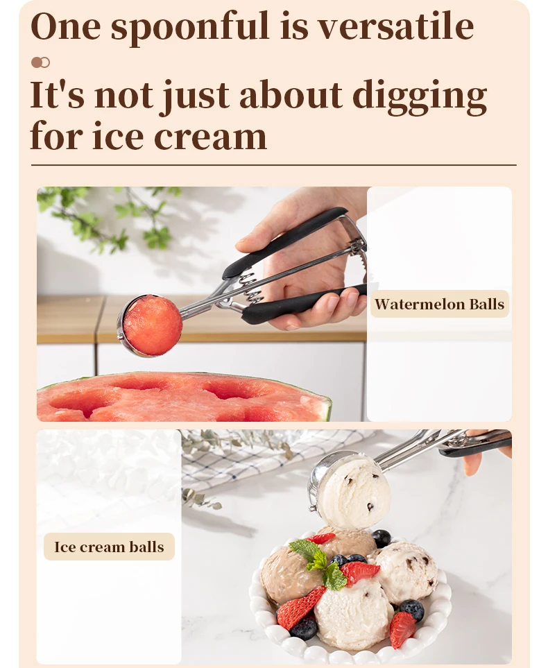 Edelstahl Eis Scoop Cookie Scoop Mehrzweck Eis Löffel Obst Scooper Melone Ball Teig Backen Küche Werkzeuge – Detail 9