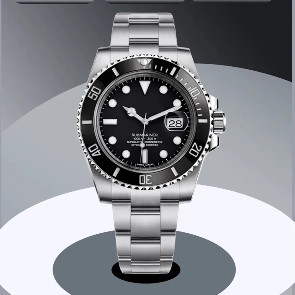

lex Submariner fully automatic mechanical watch men's gemstone crystal glass luminous ceramic bezel waterproof 300 meters