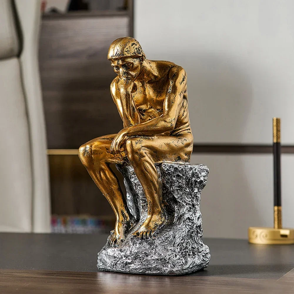 Modern Home Decor Office Statue Bookshelf Ornament Desktop Decorative Accessory Thinker Sculpture Creative Living Room Ornament