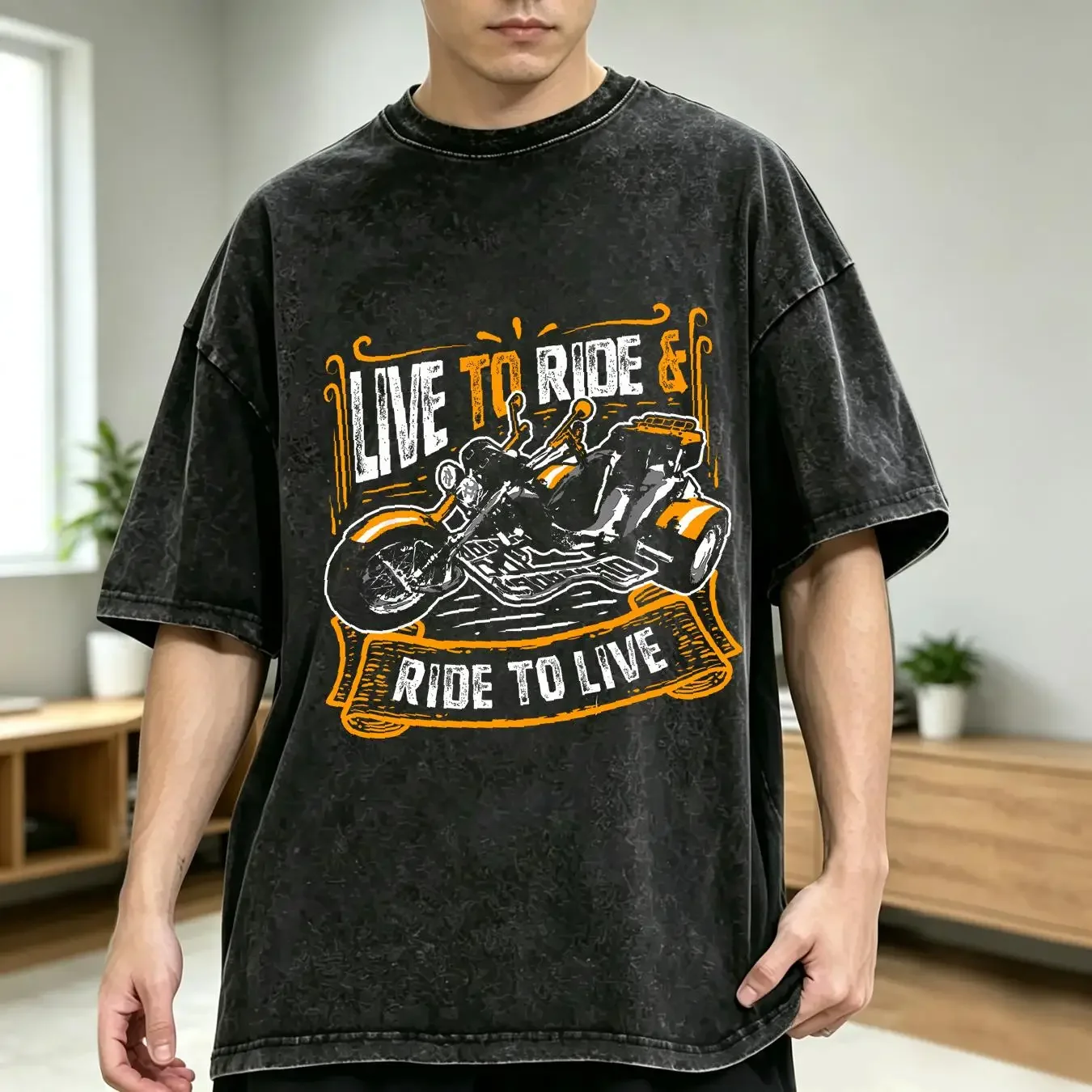 washed T Shirt NEW LIMITED Live To Ride Cool Triker Trike Motor long or short sleeves vintage Washed Stretched designer clothes