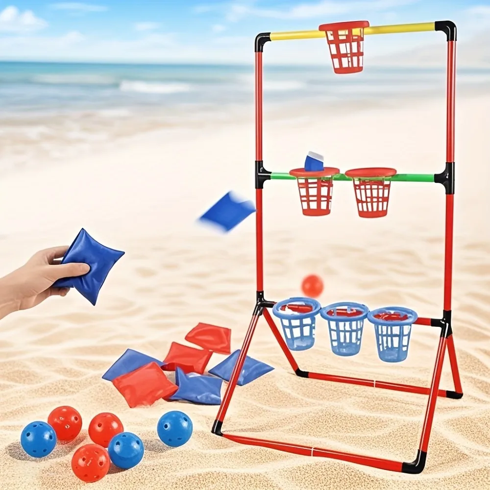เกมโยนถุงถั่ว 2-in-1 สำหรับสนามหญ้า พร้อมถุงเก็บของ เล่นได้ทั้งในบ้านและนอกบ้าน เล่นในสวนหลังบ้าน ถุงทราย เกมครอบครัว ของเล่นงานรื่นเริง สำหรับเด็กและผู้ใหญ่