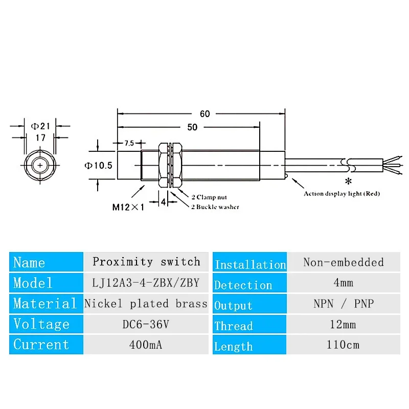 LJ12A3-4-Z/BX LJ12A3-4-Z/BY Proximity Switch Inductive Proximity Sensor Detection Switch NPN/PNP DC 6-36V Approach Sensor 12mm