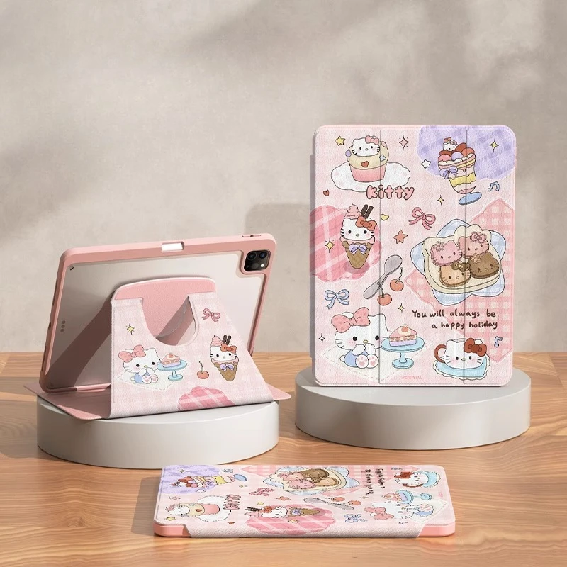 

Чехол Hello Kitty для iPad Funda iPad 9 10 11 A16 10,9 дюйма 11 дюймов Pro4 5 6 12,9 дюйма M4 13 дюймов Защитный чехол Air3 4 5 M2 M3 Чехол для планшета