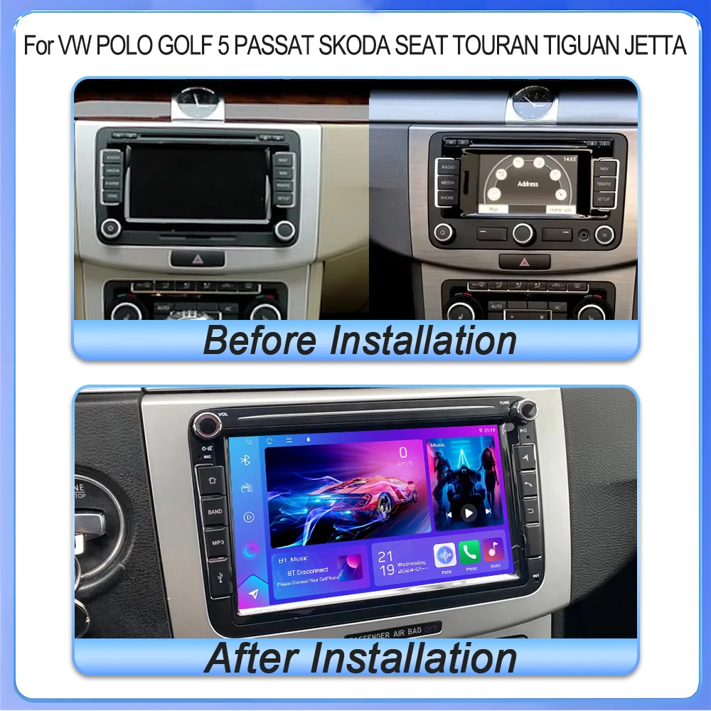 راديو سيارة 8 بوصة لسيارة VW Volkswagen Skoda Octavia Golf 5 6 Touran Passat B6 Polo Jetta Skoda Octavia SEAT CarPlay Android Auto 2Din #3