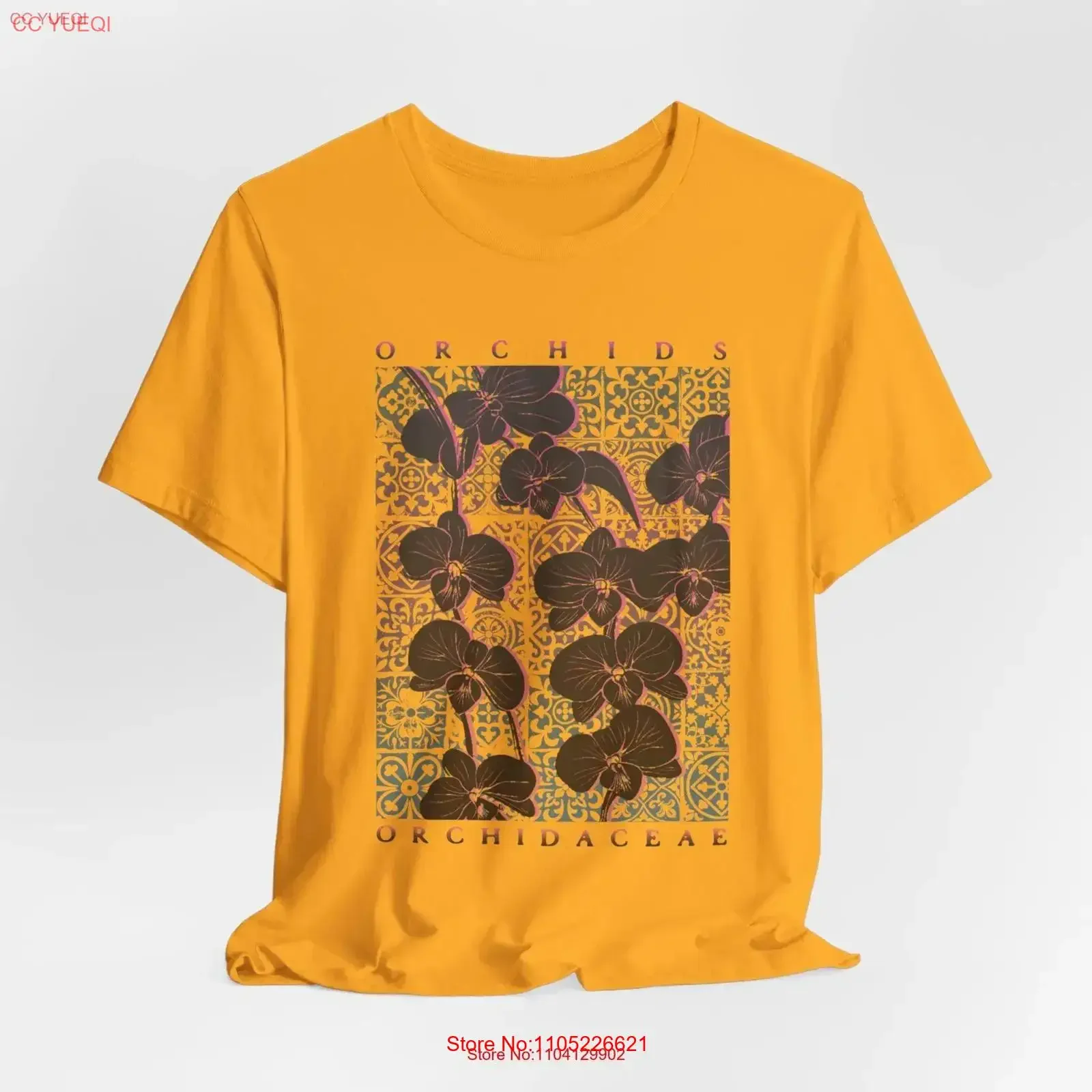 Orchids Boho T Shirt Bohemian Vintage Style Top Floral Unique for her vintage Washed Stretched graphic Versatile Slightly