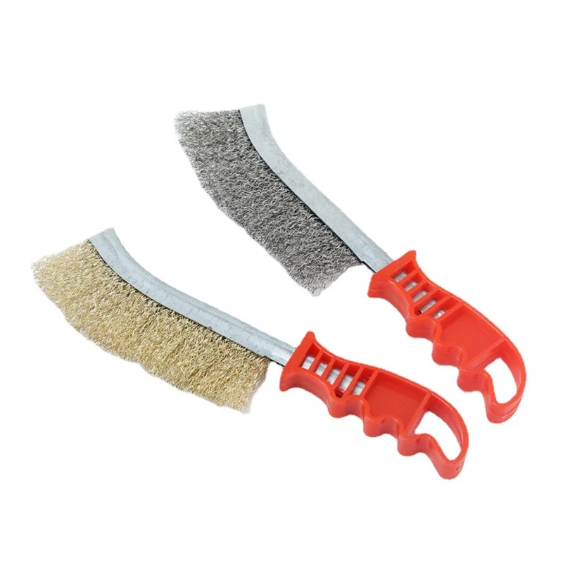 Copper plated steel wire brush with plastic handle for cleaning industrial copper wire rust removal barbecue mesh barbecue tools